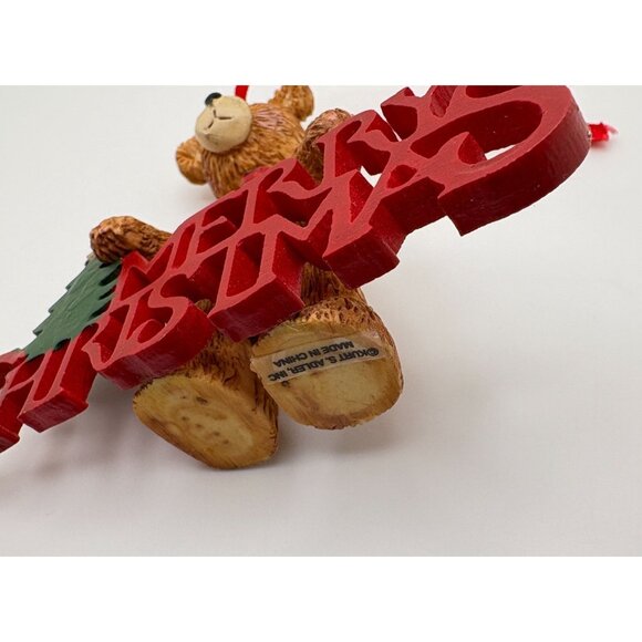 Kurt S Adler Holly Bearies Merry Christmas Bear Ornament with Tree Accent - Picture 4 of 8